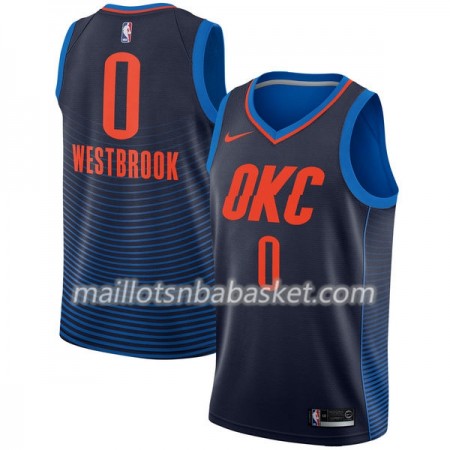 Maillot Homme Oklahoma City Thunder Russell Westbrook 0 Nike 2017-18 Navy Swingman